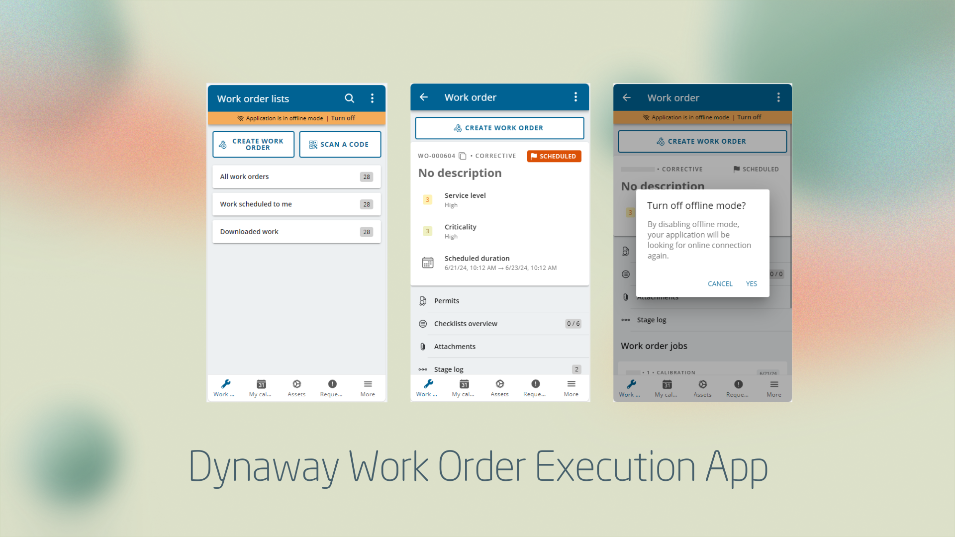 Work Order Execution App - offline mode